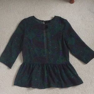 Green & Blue Paisley Peplum Blouse